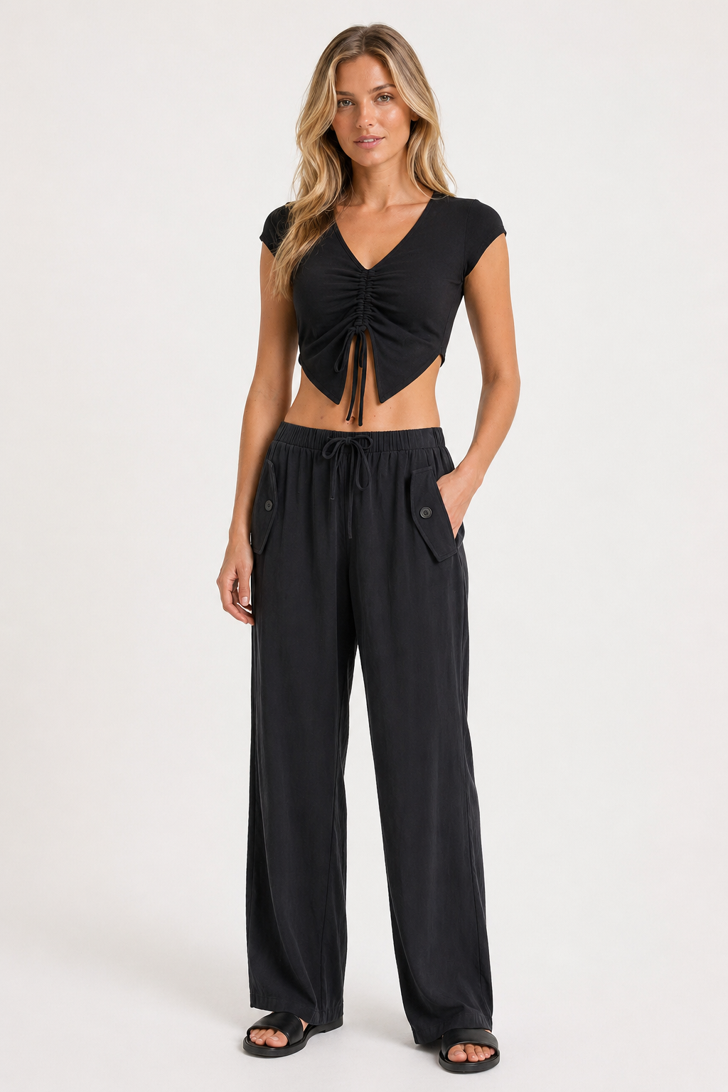 ZETA Büzgülü Detay Crop Top