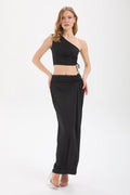 Kadın siyah bluz – SOLARA Tek Omuz Crop Top | IMBUE color:siyah