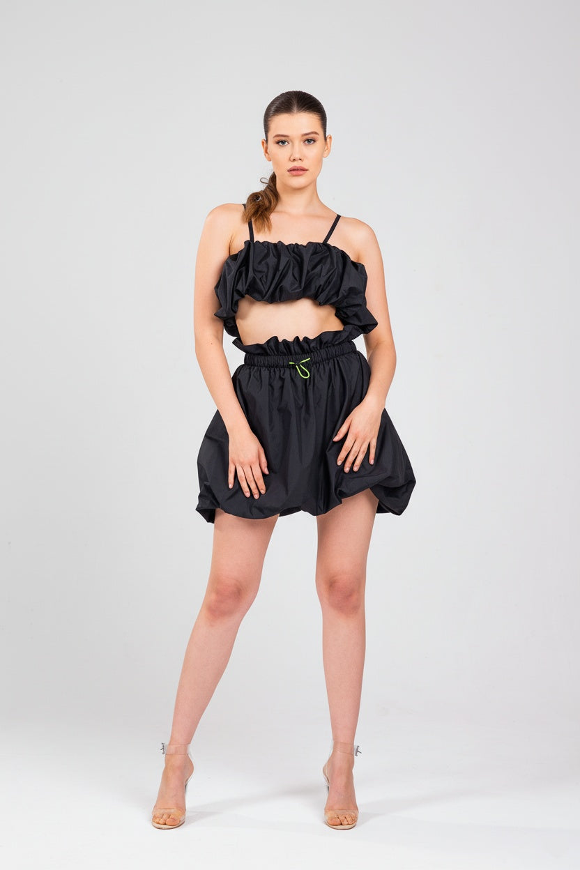 Kadın siyah bluz – AURA Volanlı Büstiyer | IMBUE color:siyah