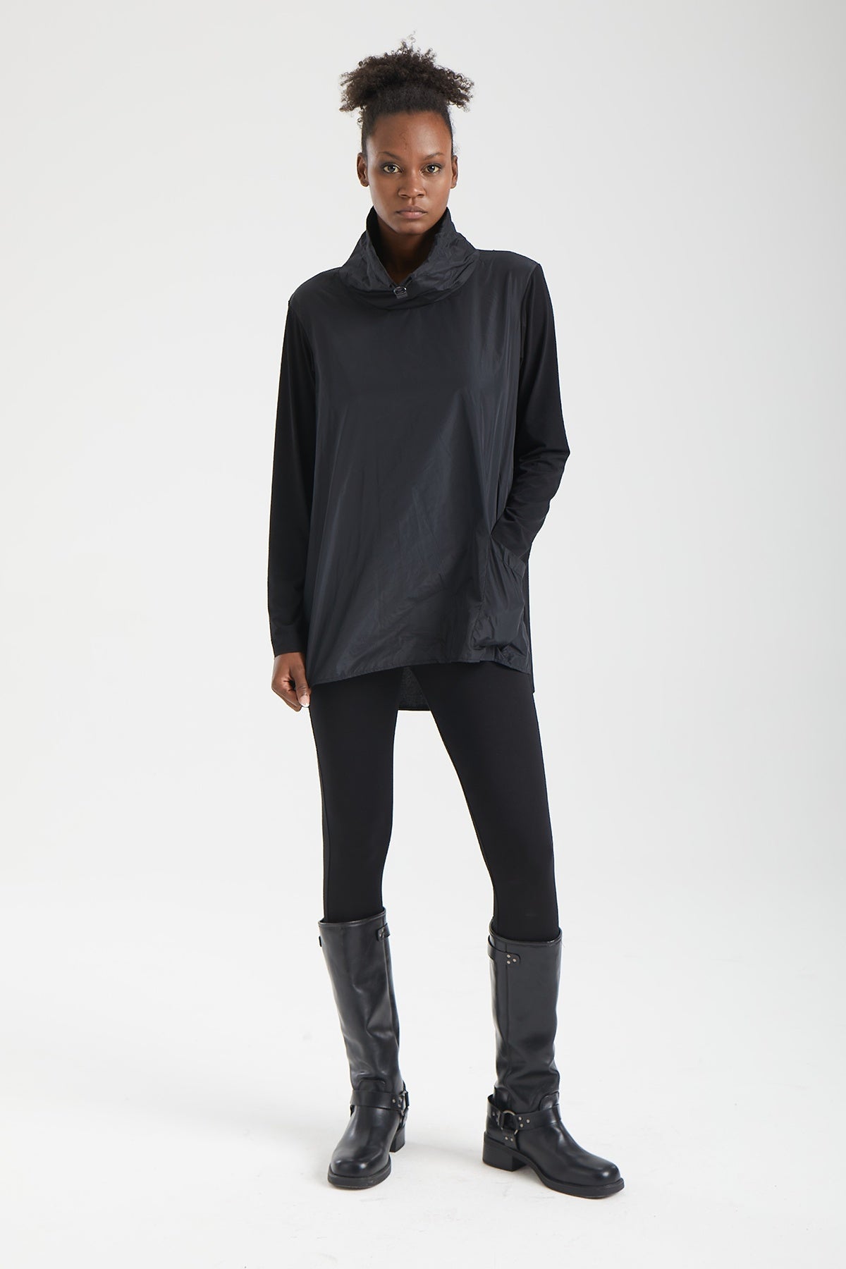 Kadın siyah tunik – AEGIS Kepçe Yaka Tunik | IMBUE color:siyah