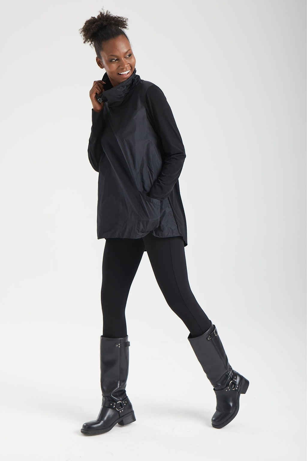 Kadın siyah tunik – AEGIS Kepçe Yaka Tunik | IMBUE color:siyah