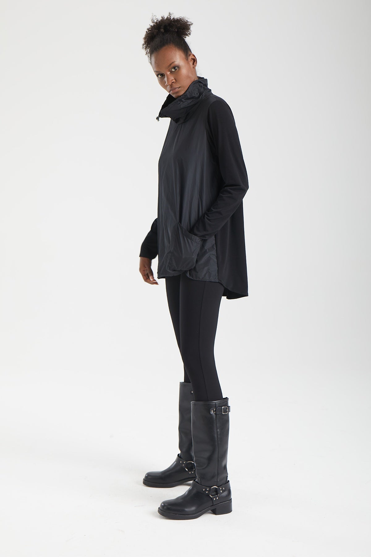 Kadın siyah tunik – AEGIS Kepçe Yaka Tunik | IMBUE color:siyah