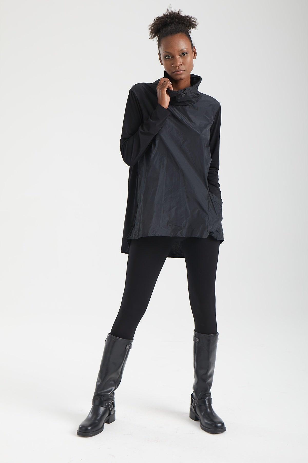 Kadın siyah tunik – AEGIS Kepçe Yaka Tunik | IMBUE color:siyah