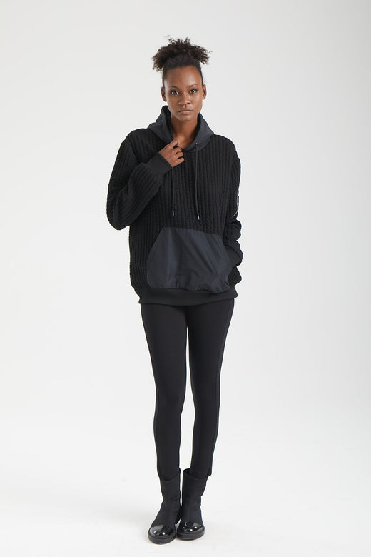GRID Dokulu Kapüşonlu Sweatshirt