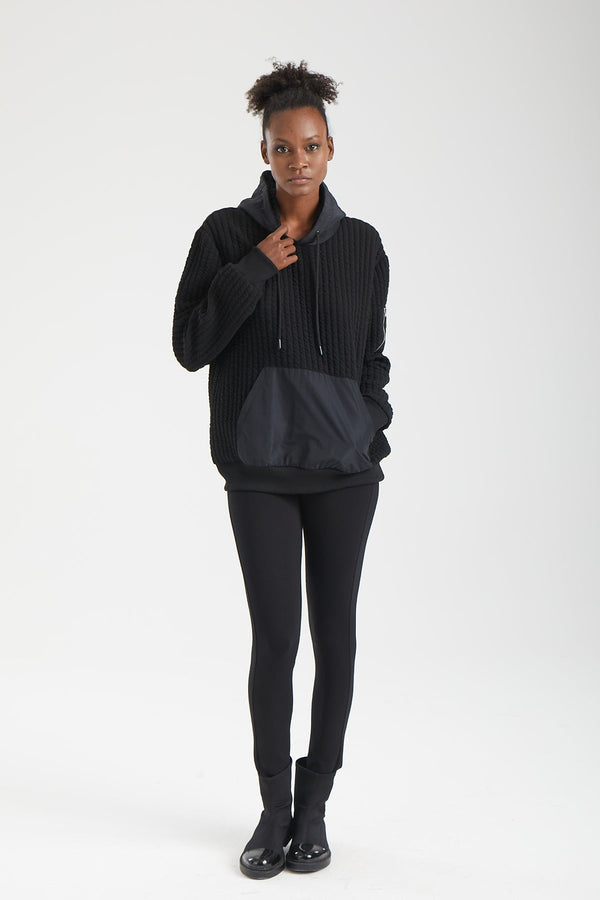 GRID Dokulu Kapüşonlu Sweatshirt