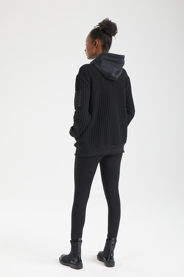 GRID Dokulu Kapüşonlu Sweatshirt