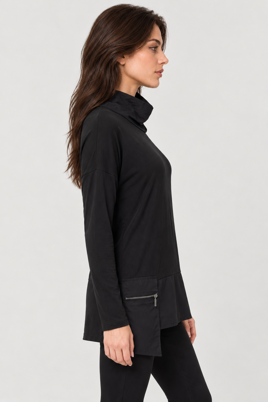 MARA Yüksek Yaka Fermuar Cepli Tunik - siyah yüksek yaka fermuar cepli tunik - IMBUE - color:BLK
