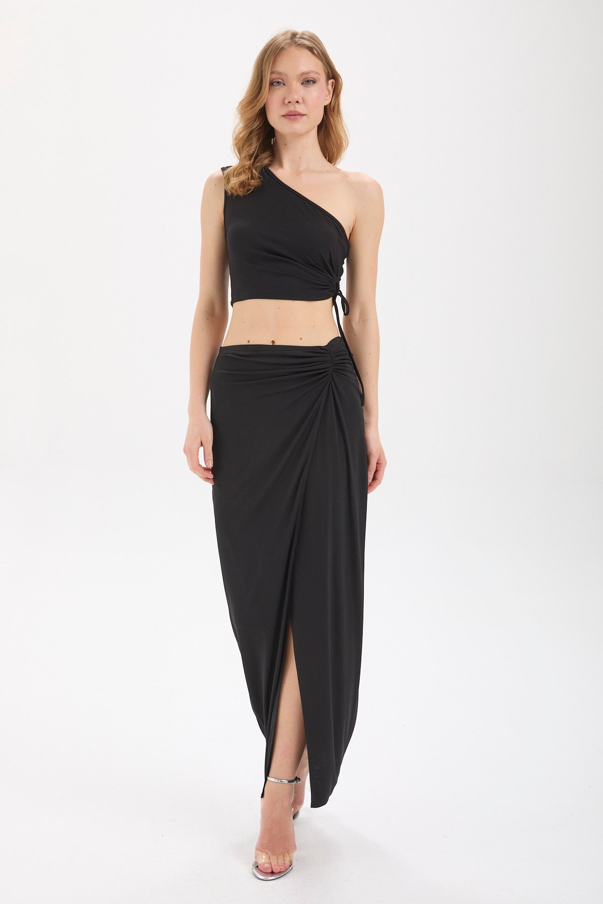 Kadın siyah etek – IRIS Drapeli Maxi Etek | IMBUE color:siyah