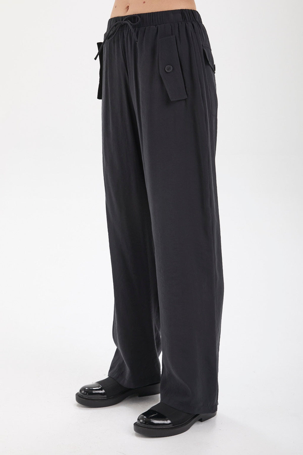 Kadın siyah pantolon – KAI Geniş Paça Pantolon | IMBUE color:siyah