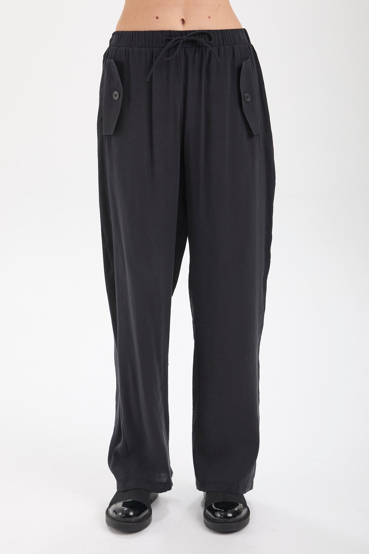 Kadın siyah pantolon – KAI Geniş Paça Pantolon | IMBUE color:siyah