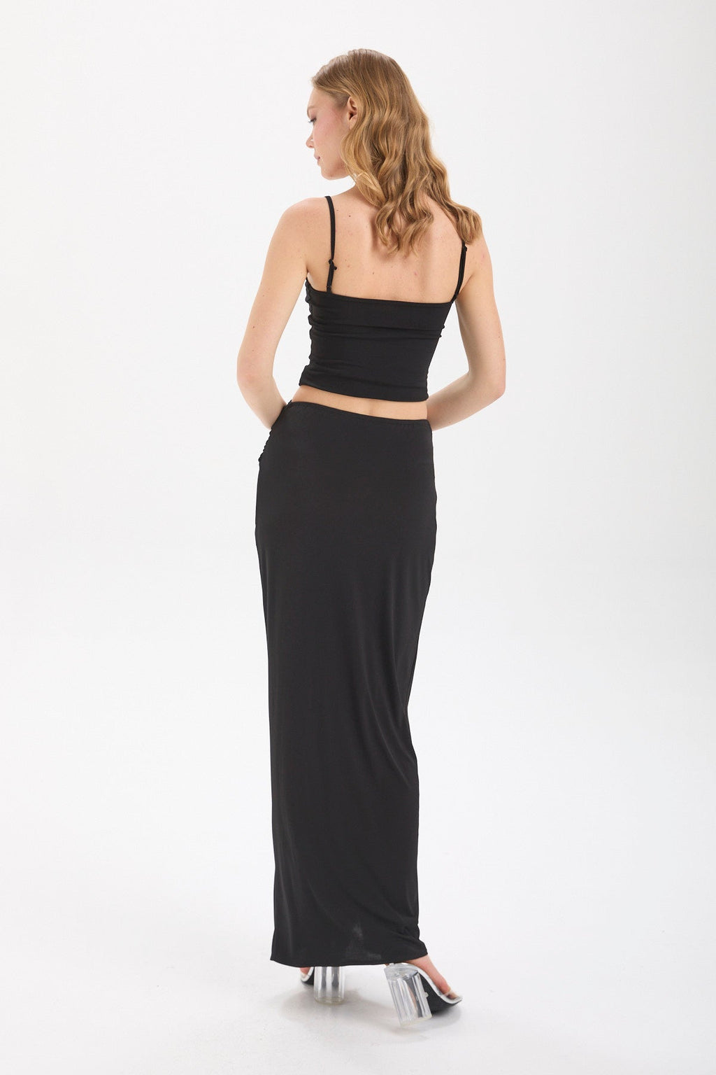 Kadın siyah etek – IRIS Drapeli Maxi Etek | IMBUE color:siyah