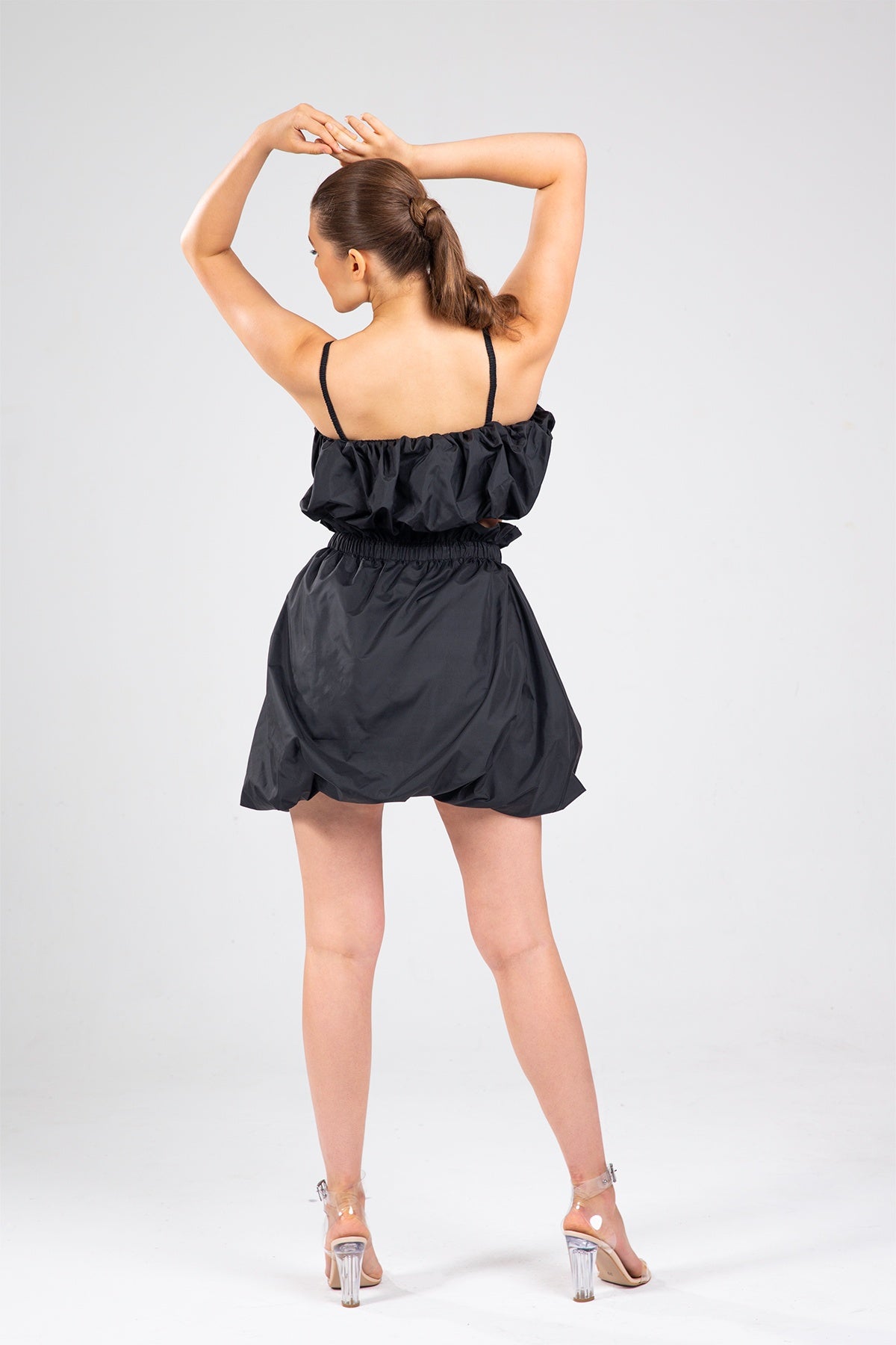 Kadın siyah etek – AURA Büzgülü Bel Mini Etek | IMBUE color:siyah