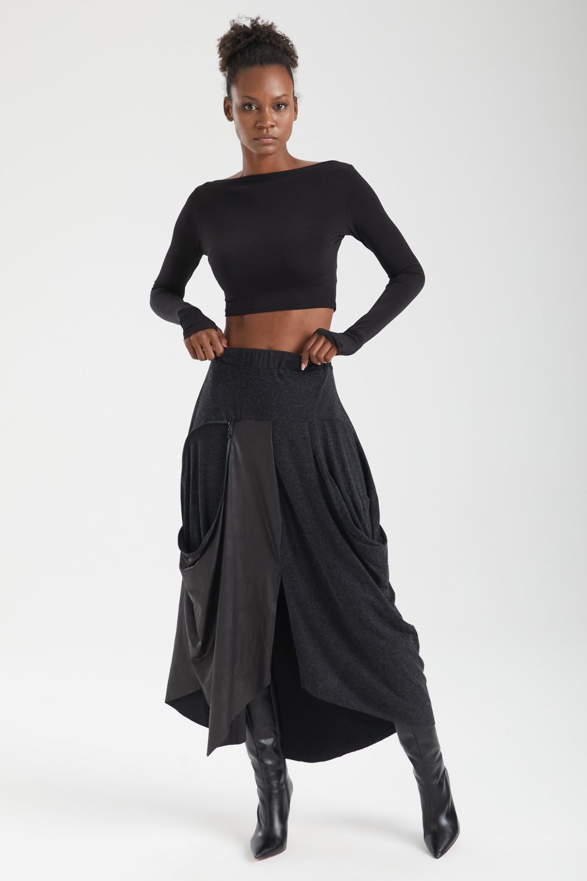 Kadın siyah etek – JUNO Teknik Etek | IMBUE color:siyah