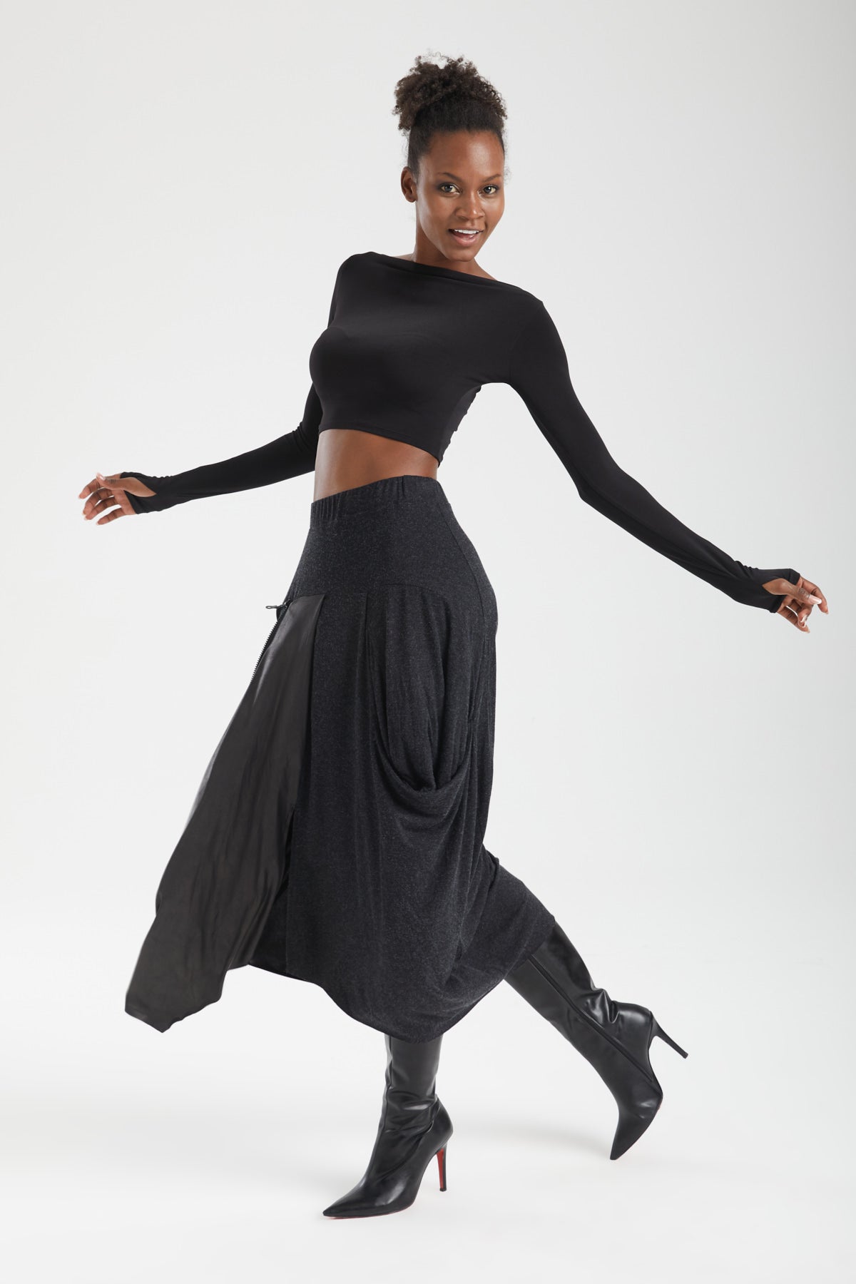 Kadın siyah etek – JUNO Teknik Etek | IMBUE color:siyah