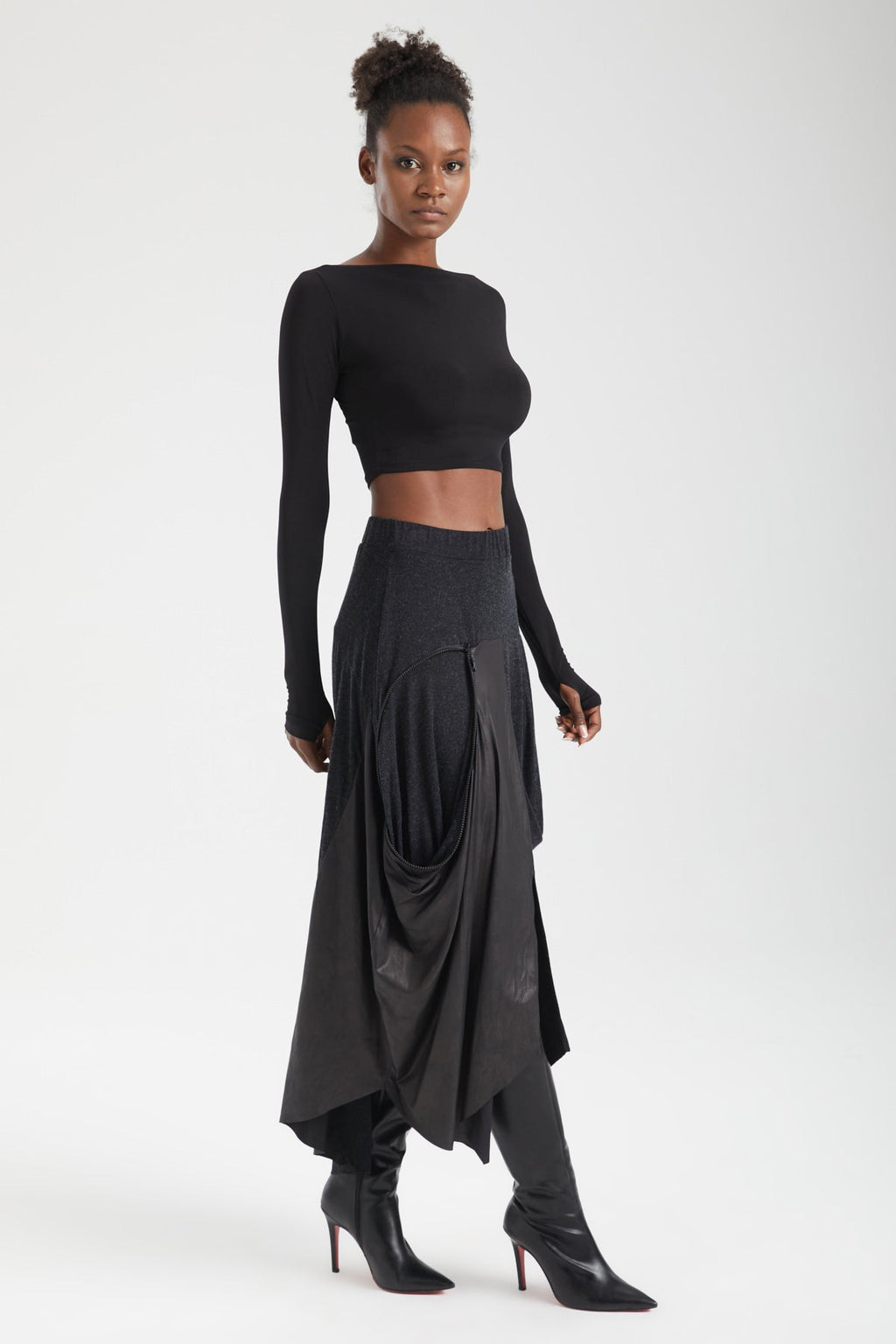 Kadın siyah etek – JUNO Teknik Etek | IMBUE color:siyah