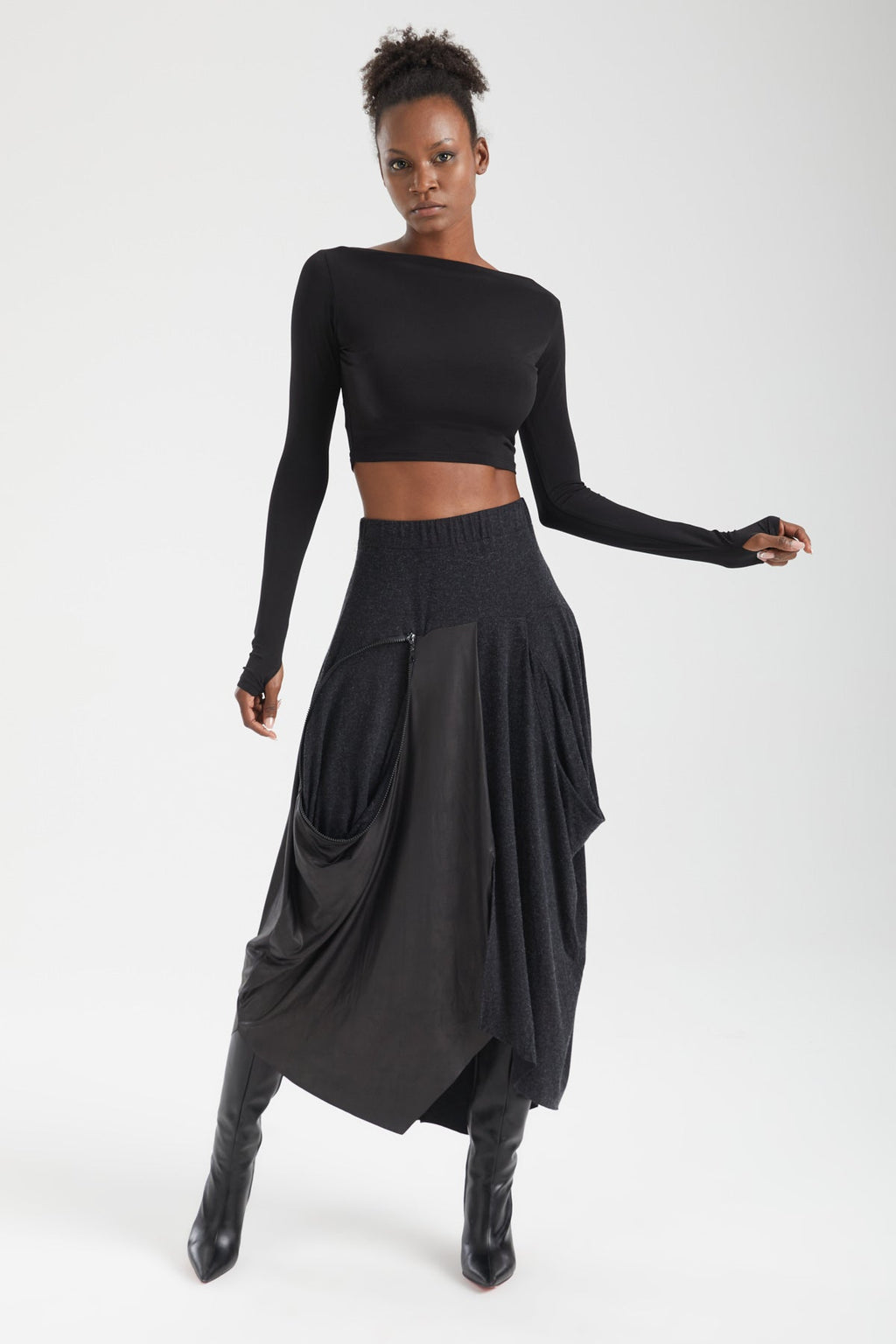 Kadın siyah etek – JUNO Teknik Etek | IMBUE color:siyah
