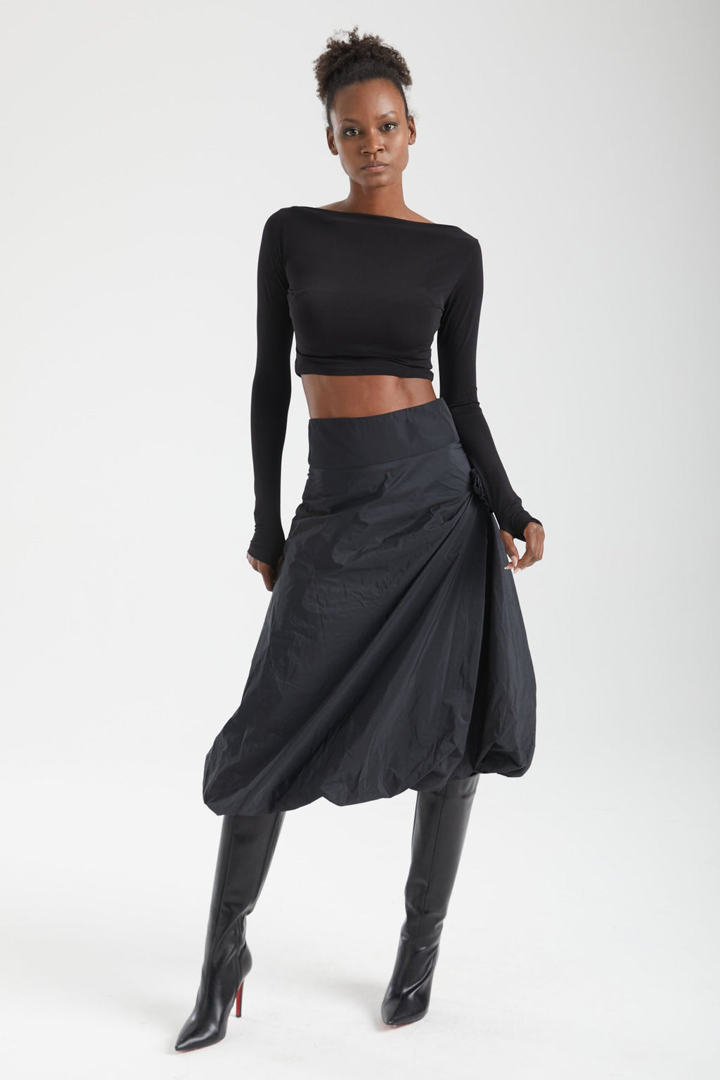 Kadın siyah etek – FLORA Rozet Etek | IMBUE color:siyah
