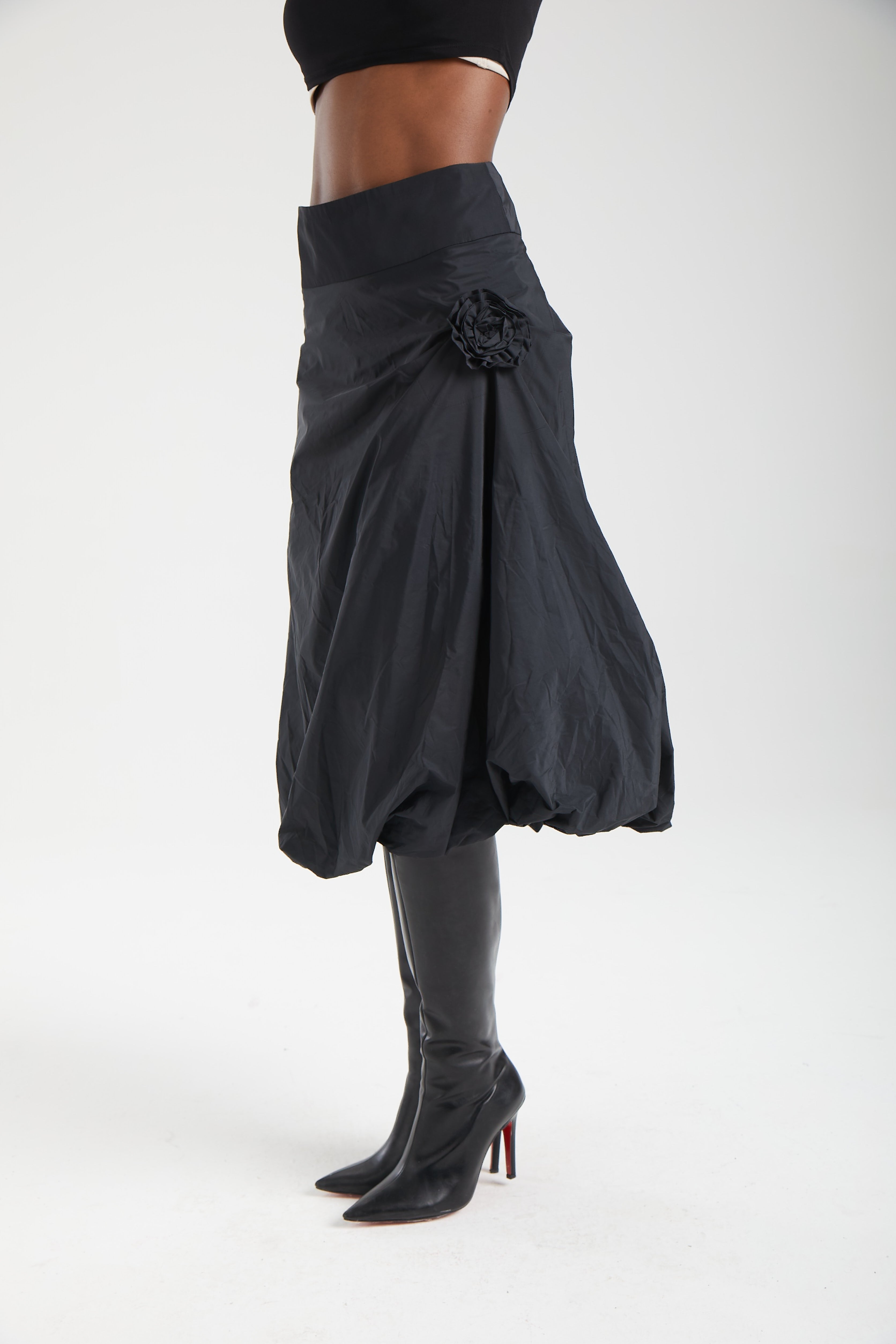 Kadın siyah etek – FLORA Rozet Etek | IMBUE color:siyah