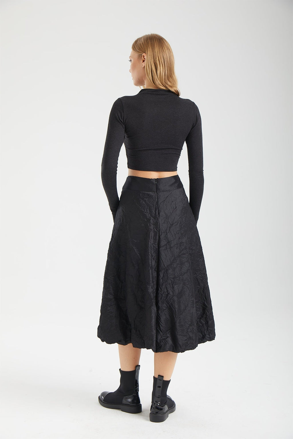 Kadın siyah etek – LUNA Tafta Etek | IMBUE color:siyah