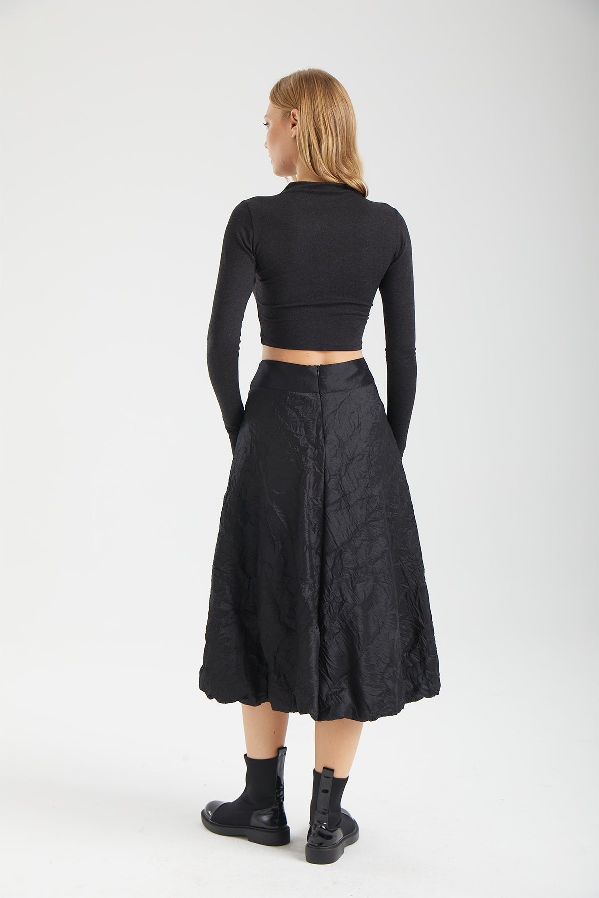 Kadın siyah etek – LUNA Tafta Etek | IMBUE color:siyah