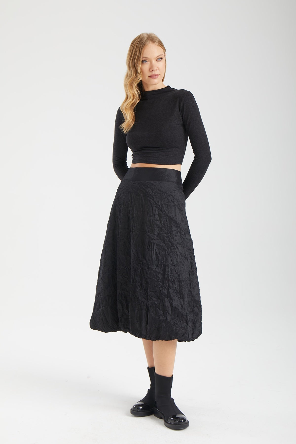 Kadın siyah etek – LUNA Tafta Etek | IMBUE color:siyah