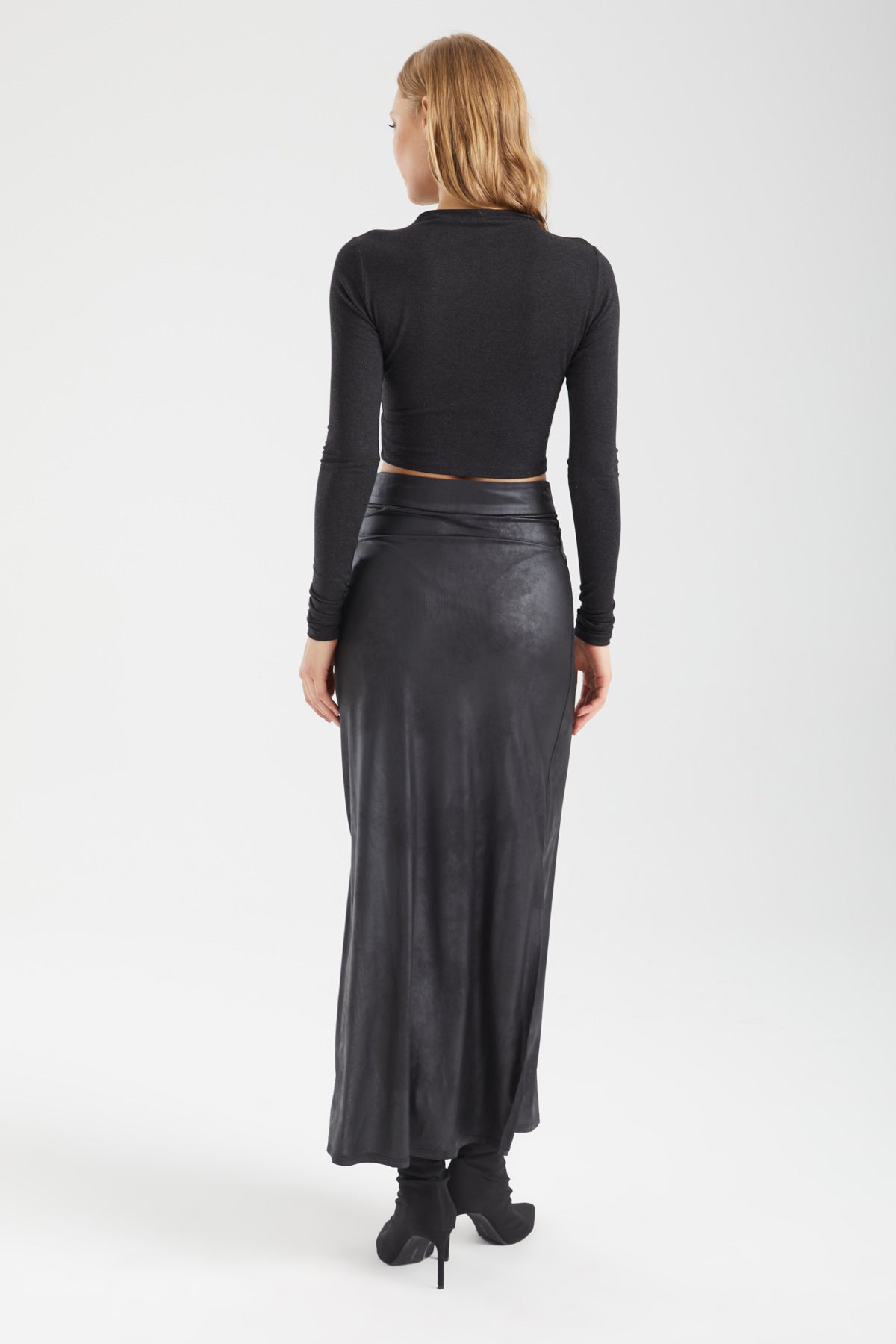 Kadın siyah etek – AXIS Vegan Deri Maxi Etek | IMBUE color:siyah