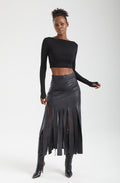 Kadın siyah etek – FRINGE Vegan Deri Etek | IMBUE color:siyah