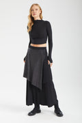 Kadın siyah etek – ZEN Asimetrik Panelli Maxi Etek | IMBUE color:siyah