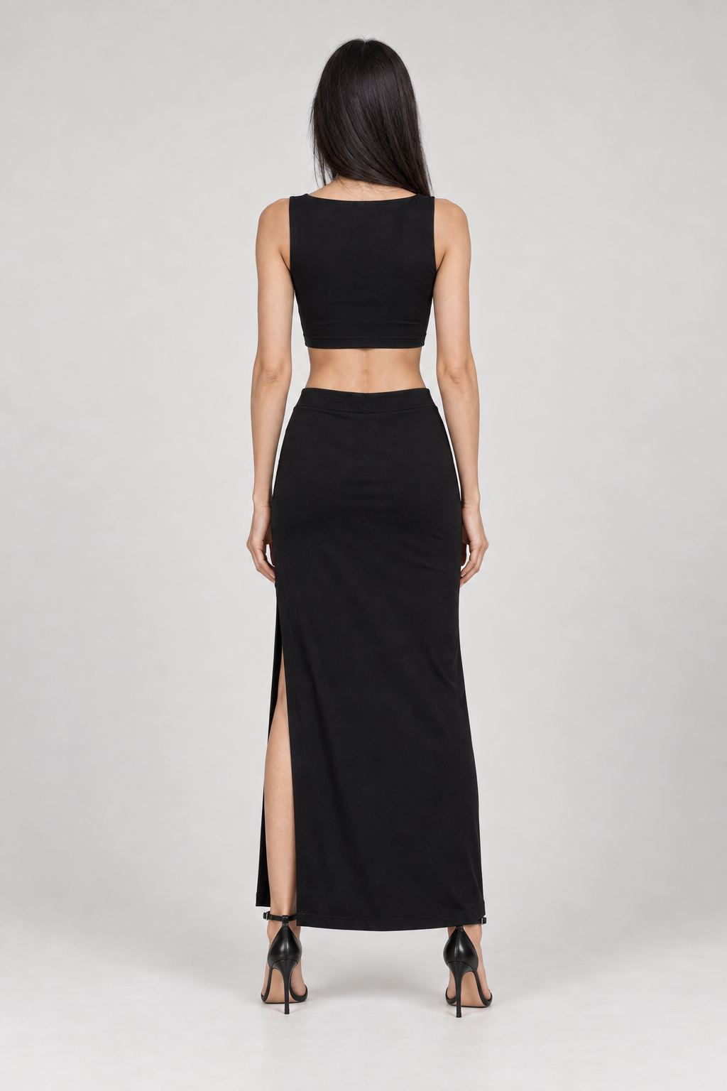 AXIS Büzgülü Yırtmaçlı Maxi Etek - siyah büzgülü yırtmaçlı maxi etek - IMBUE - color:BLK