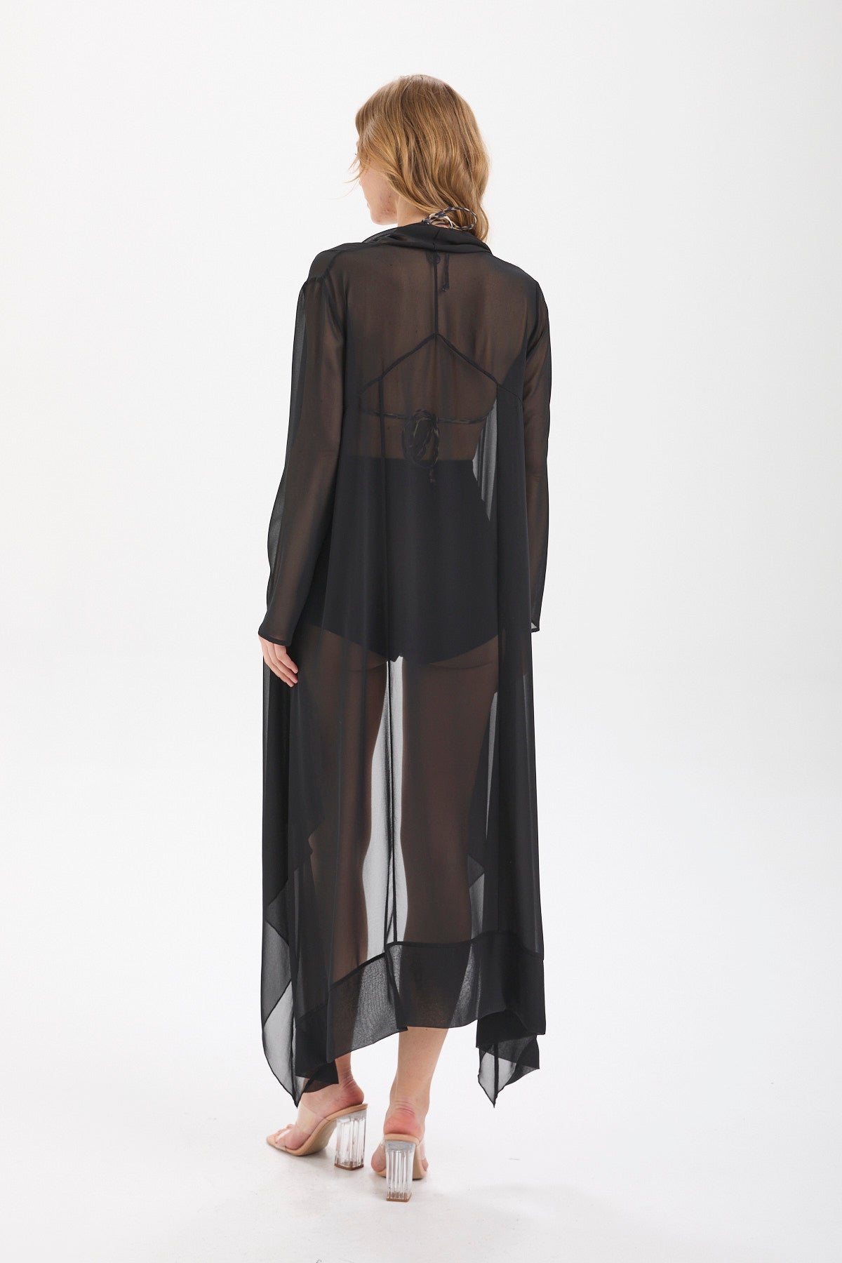 Kadın siyah kimono & kaftan – CELIA Şeffaf Kimono | IMBUE color:siyah
