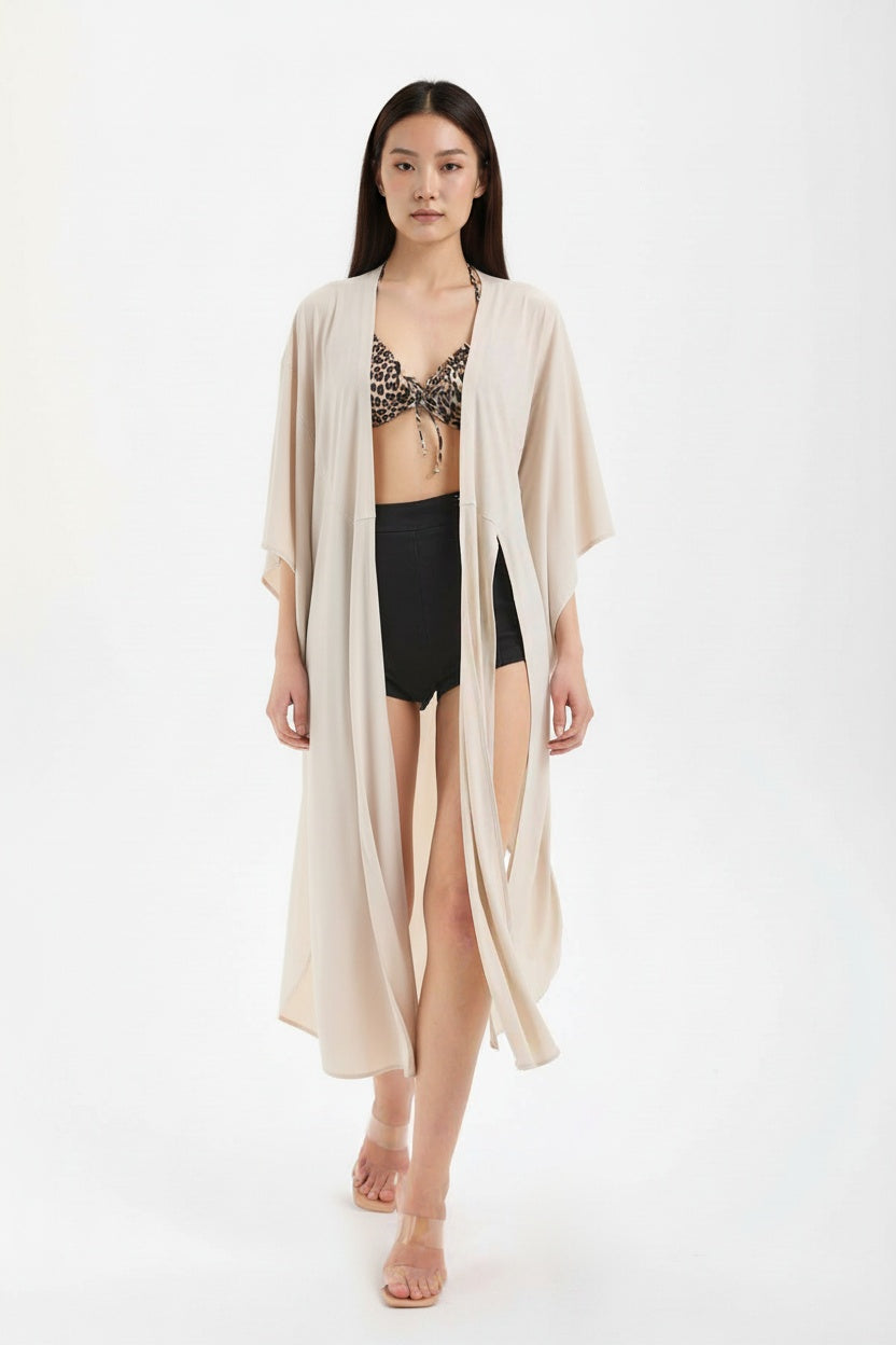 Kadın bej kimono & kaftan – LUMA Akışkan Kimono | IMBUE [color:bej]