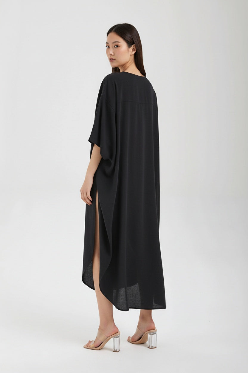 Kadın siyah kimono & kaftan – LUMA Akışkan Kimono | IMBUE [color:siyah]