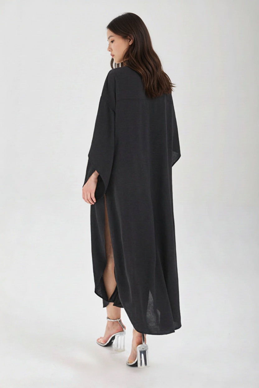 Kadın siyah kimono & kaftan – LUMA Akışkan Kimono | IMBUE [color:siyah]