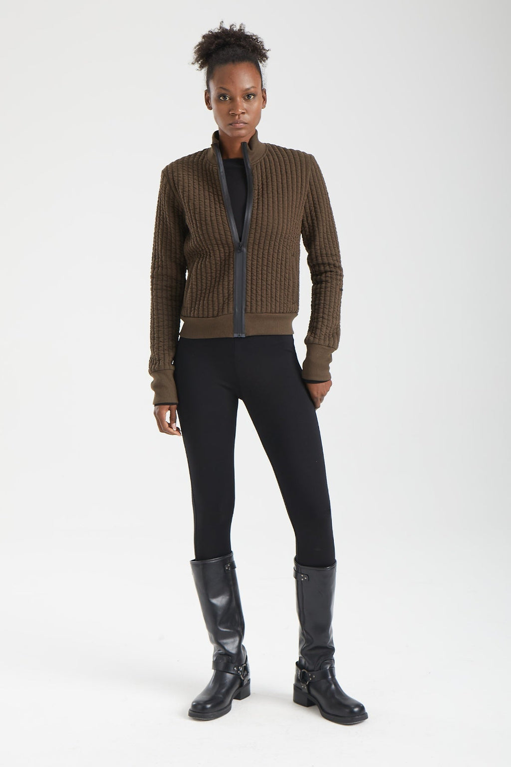 Kadın siyah ceket – GAIA Yapısal Dokulu Bomber Ceket | IMBUE color:siyah