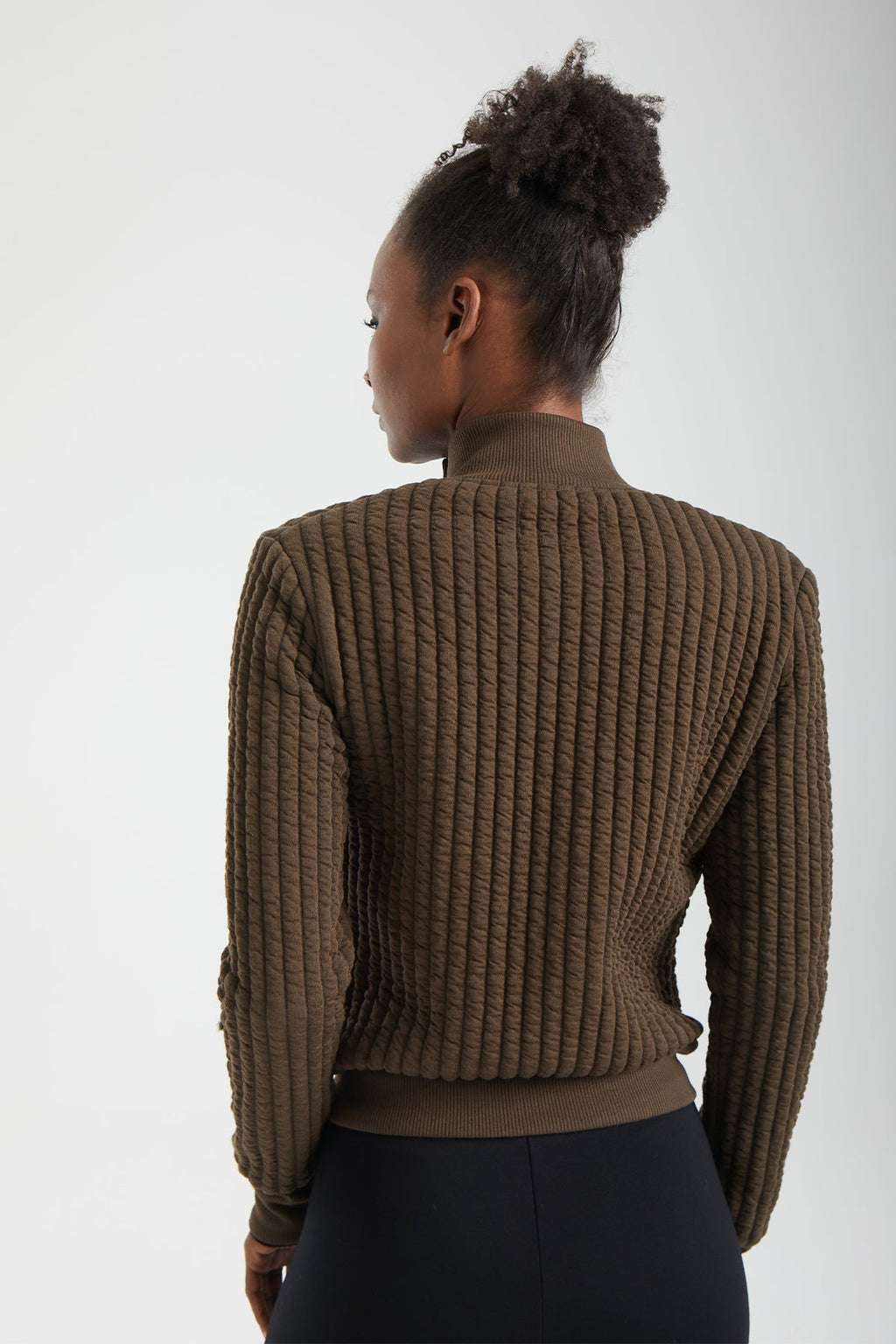 Kadın siyah ceket – GAIA Yapısal Dokulu Bomber Ceket | IMBUE color:siyah