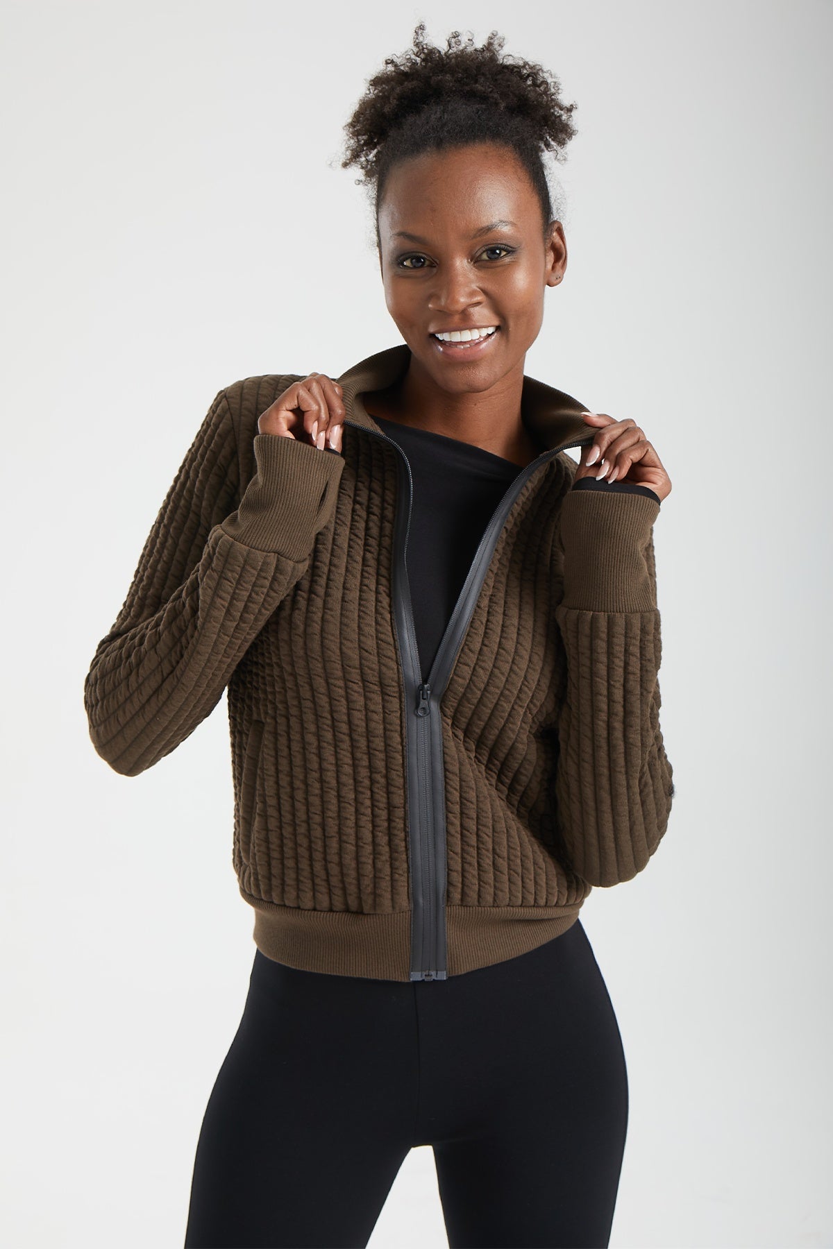 Kadın siyah ceket – GAIA Yapısal Dokulu Bomber Ceket | IMBUE color:siyah