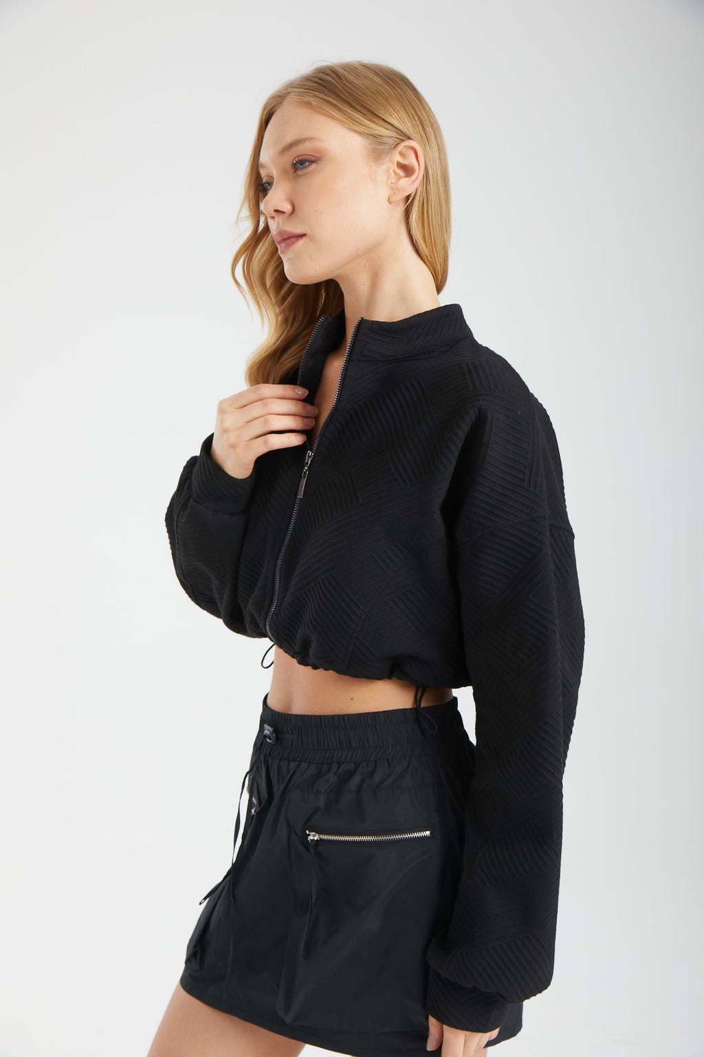 Kadın siyah ceket – KIRA Yapısal Bomber Ceket | IMBUE color:siyah