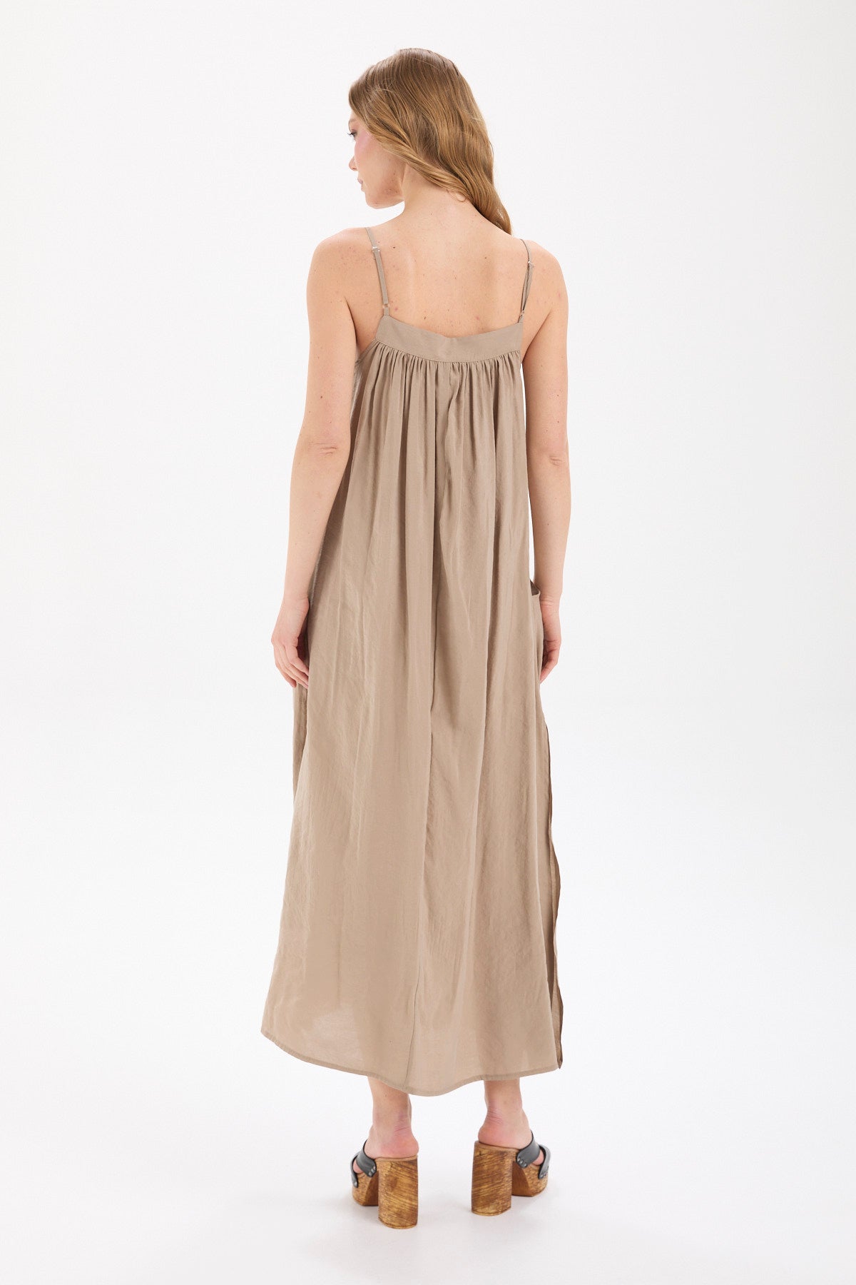 ELYSE Dökümlü Maxi Elbise - bej dökümlü maxi elbise - IMBUE - color:BEI