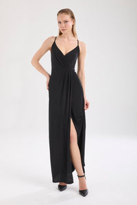 Kadın siyah elbise – HELA Drapeli Maxi Elbise | IMBUE color:siyah