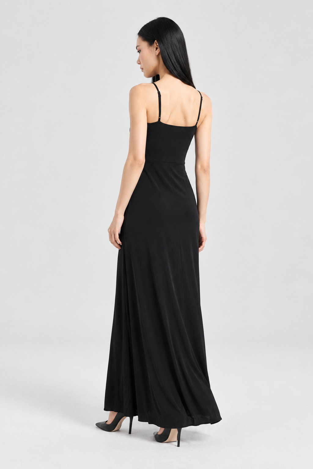 HELA V Yaka Drapeli Maxi Elbise - siyah V yaka drapeli maxi elbise - IMBUE - color:BLK