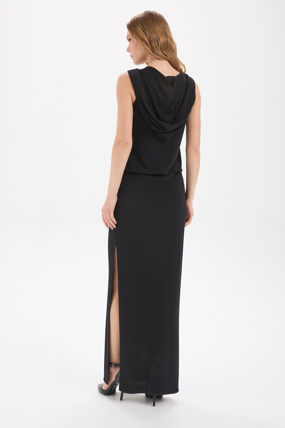 Kadın siyah elbise – STYX Kapüşonlu Maxi Elbise | IMBUE [color:siyah]