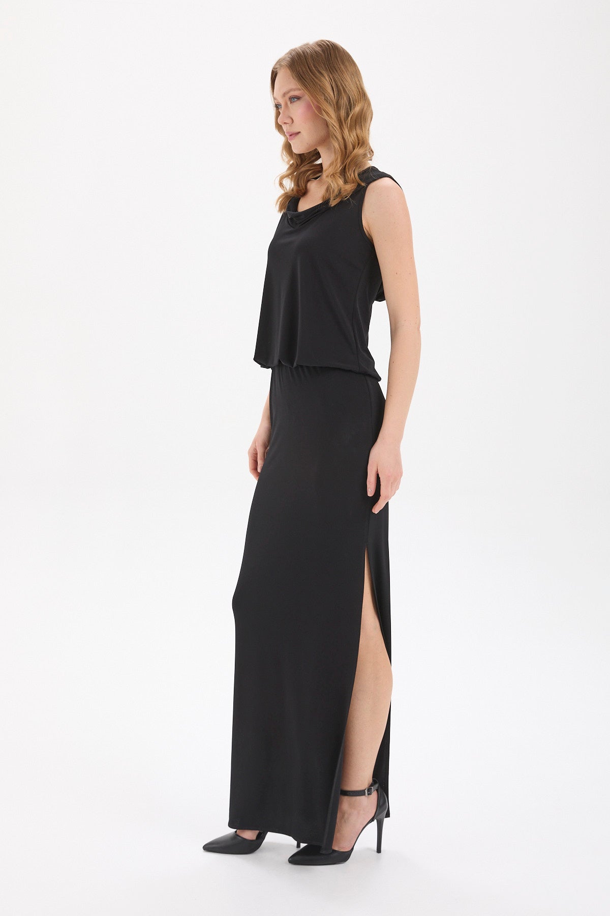 Kadın siyah elbise – STYX Kapüşonlu Maxi Elbise | IMBUE [color:siyah]