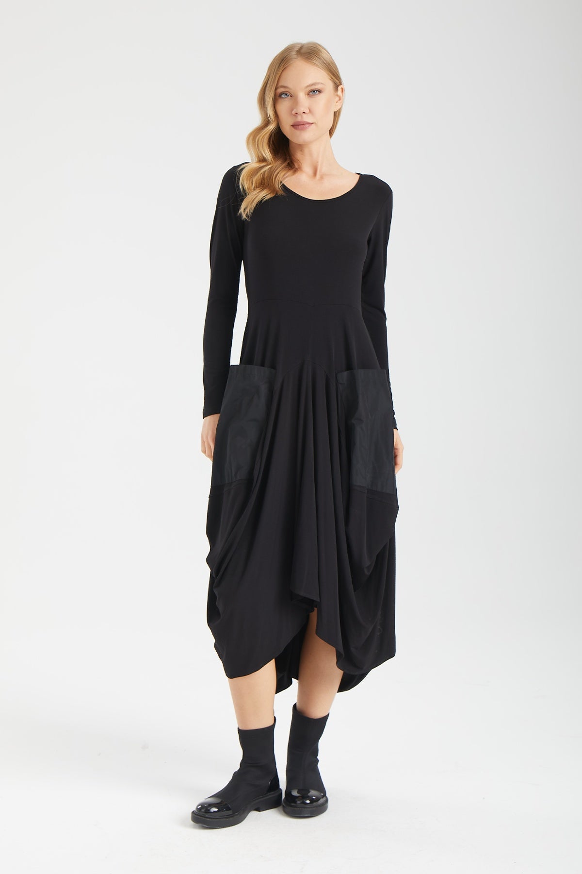 Kadın siyah elbise – CALLA Cepli Elbise | IMBUE color:siyah