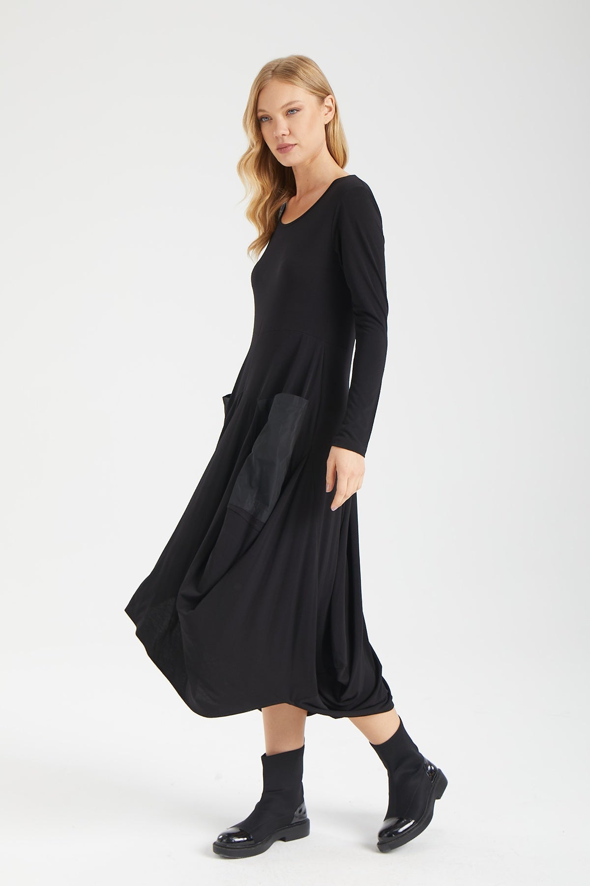 Kadın siyah elbise – CALLA Cepli Elbise | IMBUE color:siyah