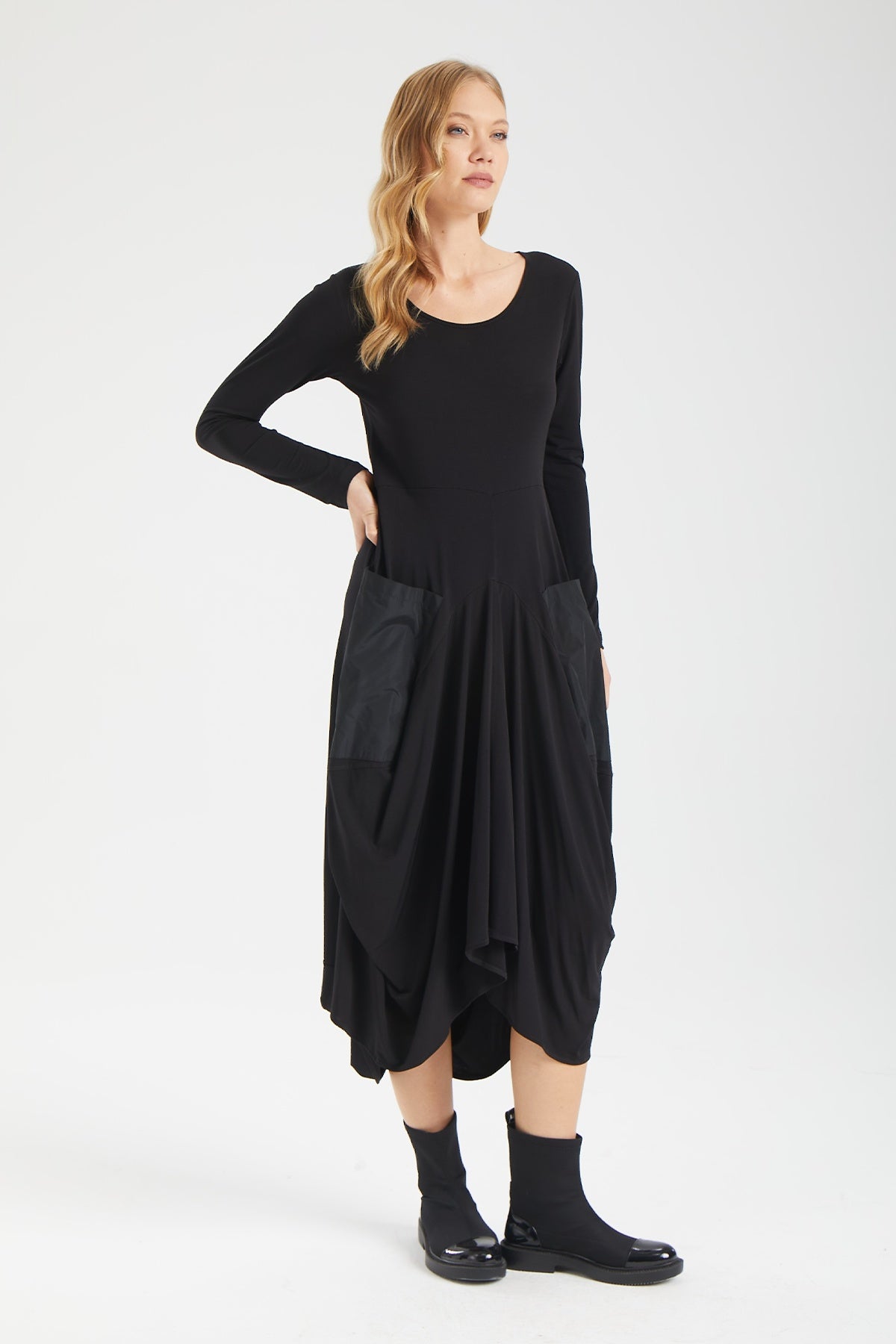 Kadın siyah elbise – CALLA Cepli Elbise | IMBUE color:siyah