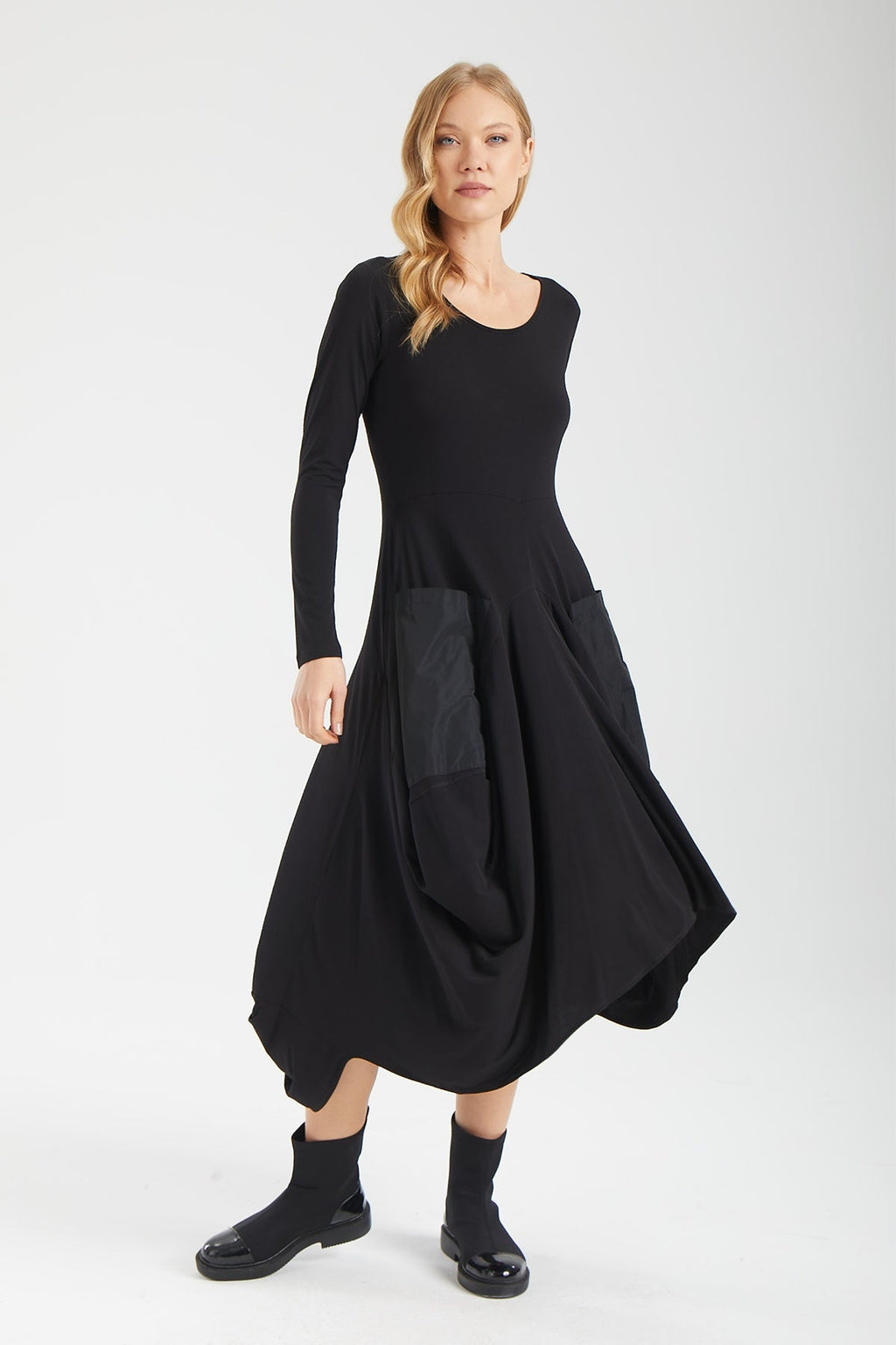 Kadın siyah elbise – CALLA Cepli Elbise | IMBUE color:siyah