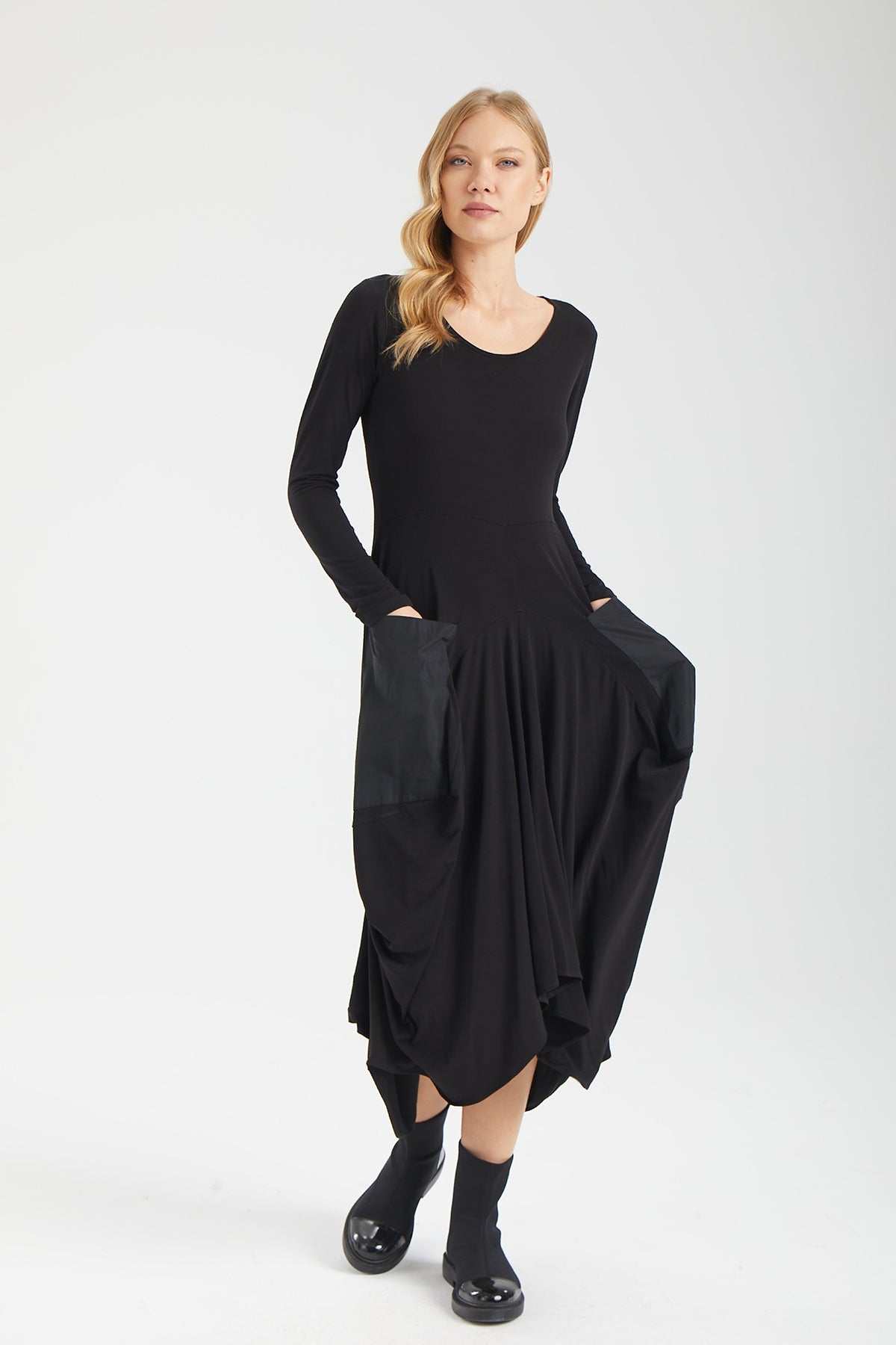 Kadın siyah elbise – CALLA Cepli Elbise | IMBUE color:siyah