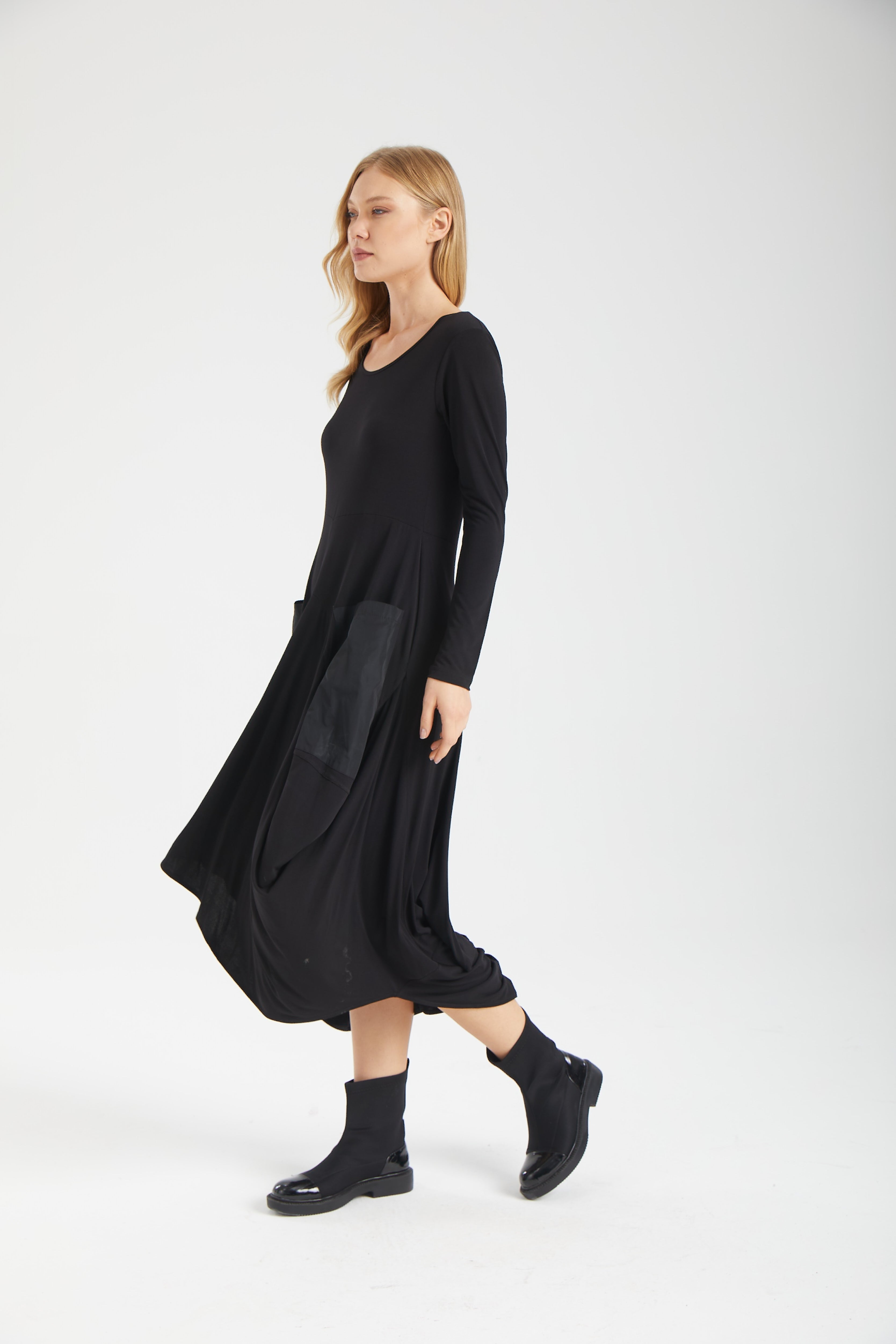 Kadın siyah elbise – CALLA Cepli Elbise | IMBUE color:siyah