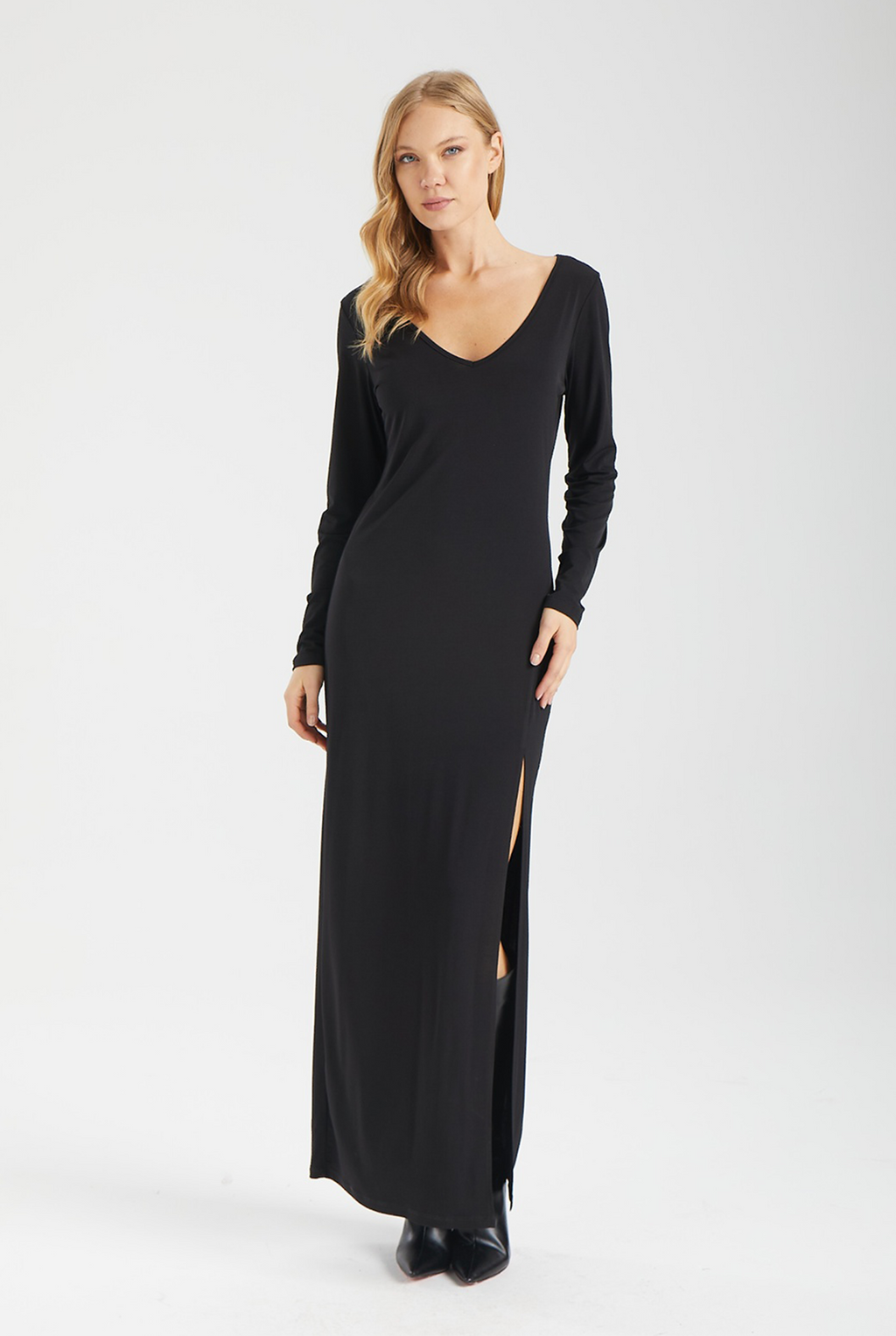 Kadın siyah elbise – AXELLE Konturlu Maxi Elbise | IMBUE [color:siyah]