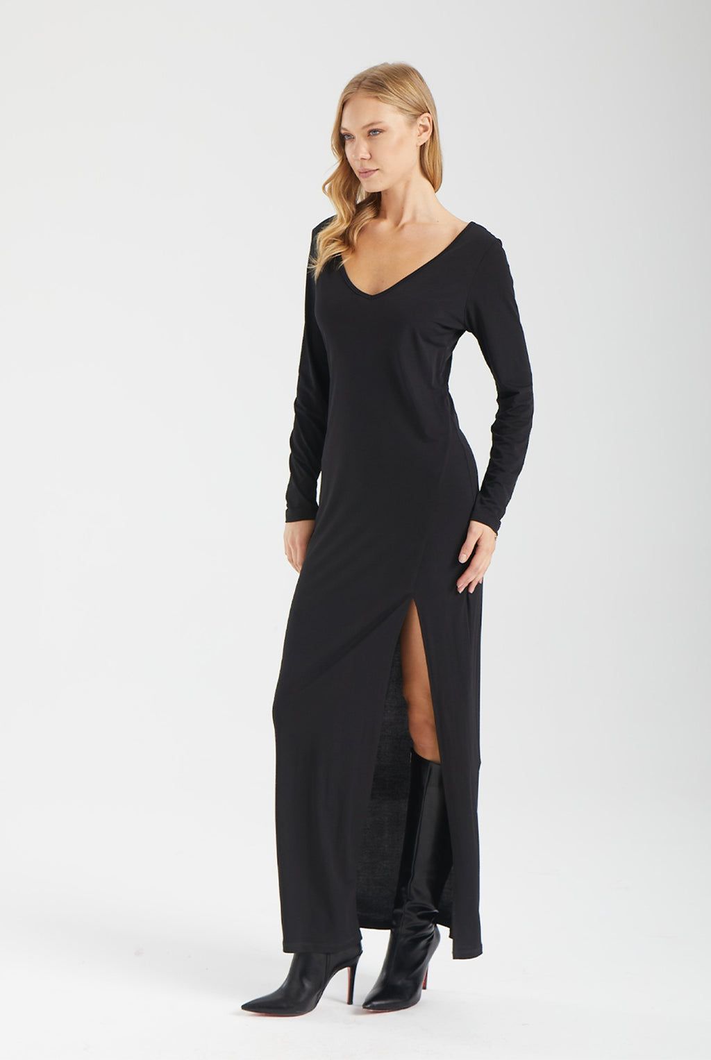 Kadın siyah elbise – AXELLE Konturlu Maxi Elbise | IMBUE [color:siyah]